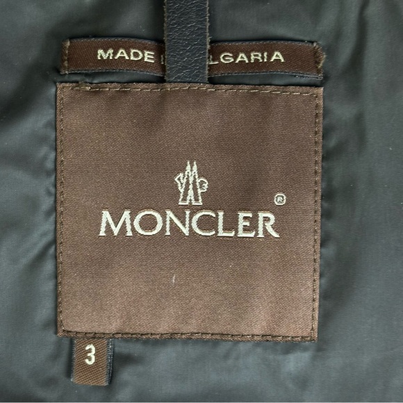 Vintage Moncler Long Down Puffer Coat Jacket Size 3 Knee length Brown Quilted - Picture 10 of 15